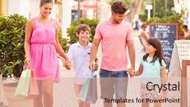  Presentation with family shopping - Cool new slides with family walking along street backdrop and a lemonade colored foreground