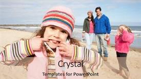  Presentation with winter family - PPT layouts with family walking along winter beach background and a lemonade colored foreground