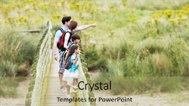  Presentation with wood bridge - Colorful slide set enhanced with family walking along wooden bridge backdrop and a mint green colored foreground