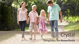  Presentation with walking together - Presentation design featuring family walking in countryside together background and a lemonade colored foreground