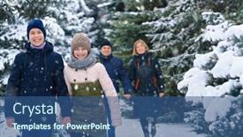  Presentation with winter family - PPT layouts enhanced with family-walking-in-the-winter background and a ocean colored foreground