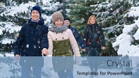  Presentation with children parents - Slide deck having family-walking-in-the-winter background and a light blue colored foreground