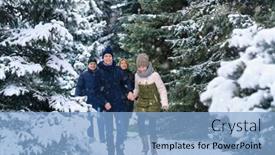  Presentation with winter family - Presentation theme consisting of family-walking-in-the-winter background and a light blue colored foreground
