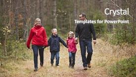  Presentation with woods - Slides featuring family walking in the woods background and a gray colored foreground