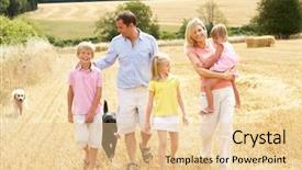  Presentation with walking together - Colorful presentation design enhanced with family walking together through summer backdrop and a lemonade colored foreground