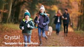  Presentation with family pet - Presentation theme with family-walking-with-pet-golden background and a red colored foreground