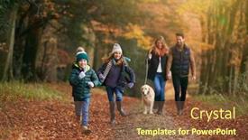  Presentation with family pet - Colorful presentation enhanced with family-walking-with-pet-golden backdrop and a tawny brown colored foreground
