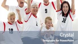  Presentation with football goal post - Cool new presentation design with family watching a football match backdrop and a seafoam green colored foreground