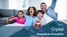  Presentation with american football - Theme featuring family watching american football match background and a ocean colored foreground
