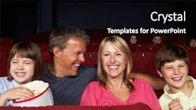  Presentation with cinema film processing - Audience pleasing slides consisting of family watching film in cinema backdrop and a black colored foreground