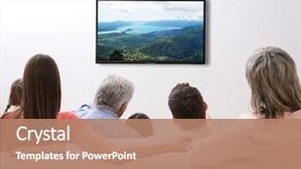  Presentation with television watching - Audience pleasing theme consisting of family watching television at home backdrop and a coral colored foreground