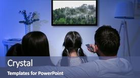  Presentation with television watching - Cool new PPT layouts with family watching television at home backdrop and a ocean colored foreground