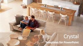  Presentation with pizza - Cool new slide set with kids tv - family watching tv and eating backdrop and a coral colored foreground