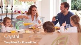  Presentation with pancake - Amazing slide deck having family-wearing-pyjamas-sitting-around backdrop and a coral colored foreground