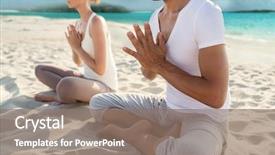  Presentation with lifestyle - Slides with family wellness - fitness sport yoga people background and a coral colored foreground