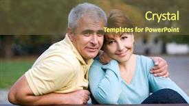  Presentation with movie theater loving couple - Presentation theme consisting of family wellness - senior couple in love background and a  colored foreground