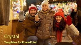  Presentation with town hall - Cool new slides with family-winter-holidays-and-celebration backdrop and a tawny brown colored foreground