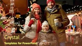  Presentation with town hall - Beautiful slides featuring family-winter-holidays-and-celebration backdrop and a tawny brown colored foreground