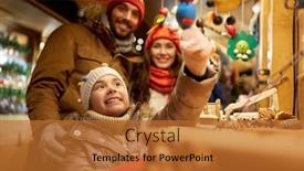  Presentation with town hall - Colorful PPT layouts enhanced with family-winter-holidays-and-celebration backdrop and a red colored foreground