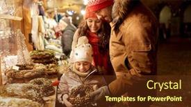  Presentation with town hall - Slides having family-winter-holidays-and-celebration background and a tawny brown colored foreground