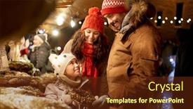  Presentation with town hall - Presentation theme featuring family-winter-holidays-and-celebration background and a tawny brown colored foreground
