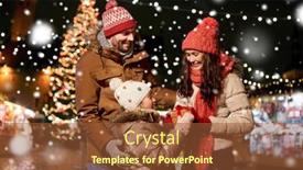  Presentation with town hall - Slides enhanced with family-winter-holidays-and-celebration background and a tawny brown colored foreground