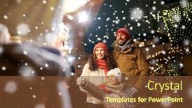  Presentation with town hall - Audience pleasing slide set consisting of family-winter-holidays-and-celebration backdrop and a tawny brown colored foreground