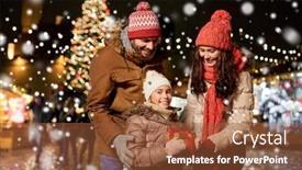  Presentation with town hall - Presentation theme having family-winter-holidays-and-celebration background and a tawny brown colored foreground
