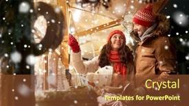  Presentation with town hall - Audience pleasing PPT theme consisting of family-winter-holidays-and-celebration backdrop and a tawny brown colored foreground