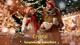  Presentation with town hall - Amazing PPT theme having family-winter-holidays-and-celebration backdrop and a tawny brown colored foreground