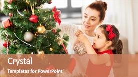  Presentation with family and home love concept - Presentation theme with family winter holidays and people background and a coral colored foreground