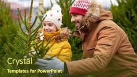  Presentation with winter family - Colorful PPT theme enhanced with family-winter-holidays-and-people backdrop and a tawny brown colored foreground