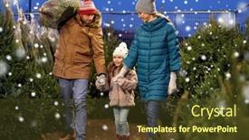  Presentation with family tree - Colorful presentation design enhanced with family-winter-holidays-and-people backdrop and a tawny brown colored foreground
