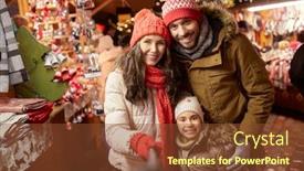  Presentation with town hall - Theme featuring family-winter-holidays-and-technology background and a tawny brown colored foreground