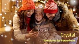  Presentation with winter family - Beautiful slides featuring family-winter-holidays-and-technology backdrop and a tawny brown colored foreground