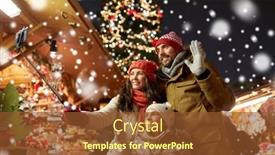  Presentation with winter family - Cool new theme with family-winter-holidays-and-technology backdrop and a tawny brown colored foreground