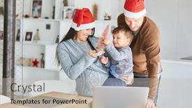  Presentation with living room family - Audience pleasing slides consisting of family-with-a-child backdrop and a mint green colored foreground