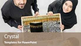  Presentation with kaaba mecca - Presentation theme having family with a frame background and a coral colored foreground