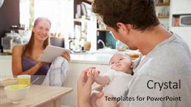  Presentation with baby doctor and family - Slide set with family with baby girl use background and a coral colored foreground