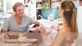  Presentation with baby girl - Presentation theme featuring family with baby girl use background and a coral colored foreground