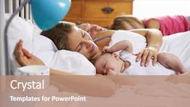  Presentation with planning family baby - Presentation featuring family with baby lying asleep background and a coral colored foreground