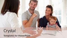  Presentation with meeting family - Theme having family with baby meeting financial background and a coral colored foreground