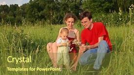  Presentation with meadow - Beautiful presentation theme featuring survey kid - family with baby on meadow backdrop and a tawny brown colored foreground