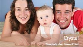 Presentation with baby book - Colorful slide set enhanced with family with baby read book backdrop and a coral colored foreground