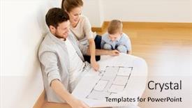  Presentation with new home - Slide deck enhanced with family with blueprint or house background and a lemonade colored foreground