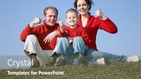  Presentation with meadow - Cool new slide deck with family-with-bou-ok-gesture backdrop and a tawny brown colored foreground