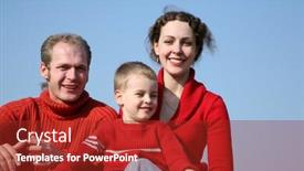 Presentation with faces - Cool new presentation theme with family-with-boy-faces backdrop and a crimson colored foreground
