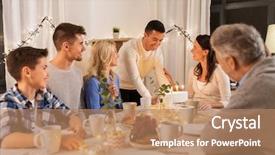  Presentation with happy birthday cake - Presentation with family with cake at birthday background and a coral colored foreground