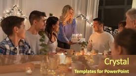  Presentation with happy birthday cake - Colorful presentation theme enhanced with family with cake at birthday backdrop and a  colored foreground