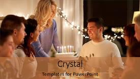  Presentation with happy birthday cake - Audience pleasing PPT theme consisting of family with cake having birthday backdrop and a  colored foreground